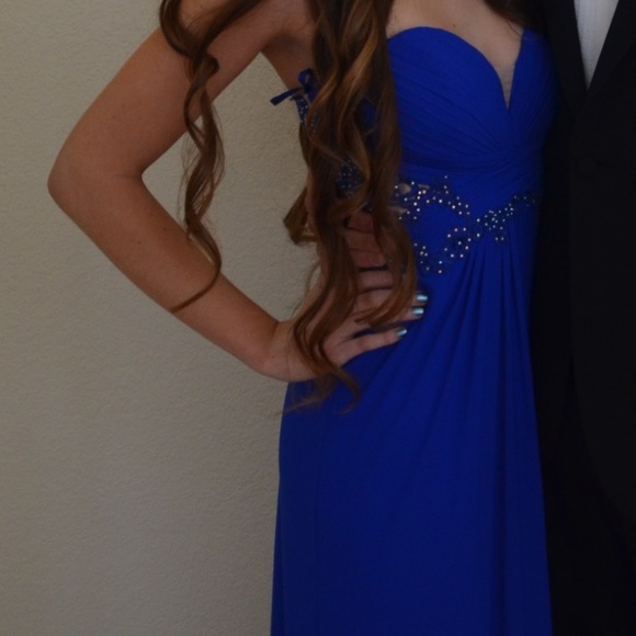 Xscape Full-length Cobalt Gown - Picture 7 of 7